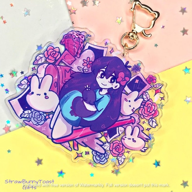 Aubrey- OMORI Charm Set-(Double Sided Holographic Charm)  3 1/4' tall 4' Wide 