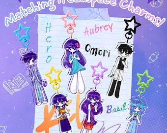 OMORI Acrylic Keychain - Basil, Mari, Omori, Hero, Aubrey, Kel