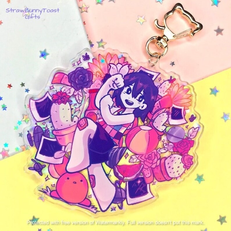 Kel- OMORI Charm Set-(Double Sided Holographic Charm) 3 1/2'  tall- 4' wide 