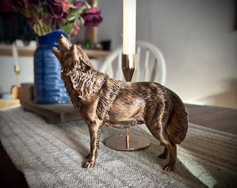 3D printed Wolf Sculpture-Brass look