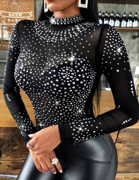 Sparkle Sequin Bronze Long Sleeve Bodysuit Top | Jenerique | SilkFred