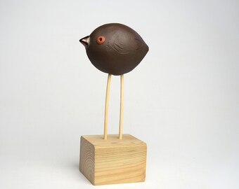 Ceramic black bird sculpture, exclusive handmade gift, minimalist animal figurine, unique home décor