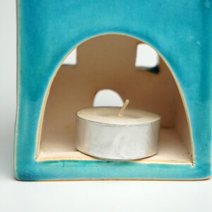 Ceramic candlestick house, unique hand made gift, minimalist tealight holder zdjęcie 7