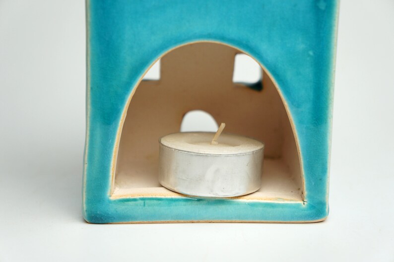 Ceramic candlestick house, unique hand made gift, minimalist tealight holder zdjęcie 7