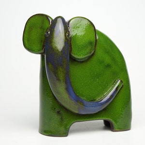 Ceramic elephant sculpture, unique handmade gift, minimalist animal figurine image 1