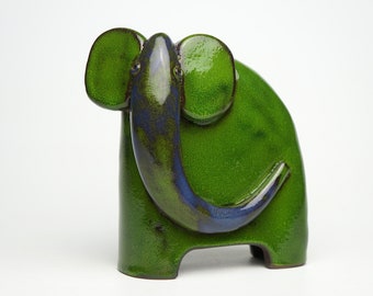 Ceramic elephant sculpture, unique handmade gift, minimalist animal figurine