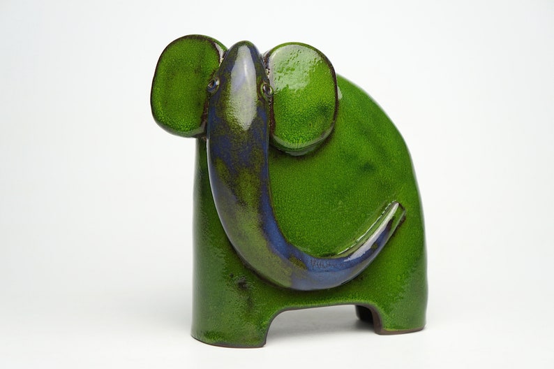 Ceramic elephant sculpture, unique handmade gift, minimalist animal figurine image 1