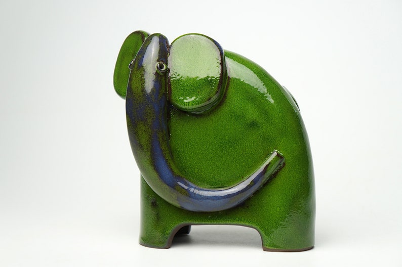 Ceramic elephant sculpture, unique handmade gift, minimalist animal figurine image 3