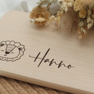 Tagliere in legno di faggio personalizzato con motivo animale per bambini