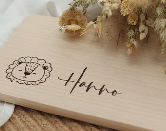Tagliere in legno di faggio personalizzato con motivo animale per bambini
