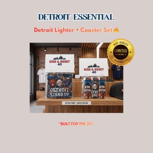 Detroit aanstekers en onderzetters | Set van 3 Detroit-aanstekers | Detroit-cadeauset | 313 Detroit-merchandise | Onderzetters Detroit | Cadeau-idee voor Motor City