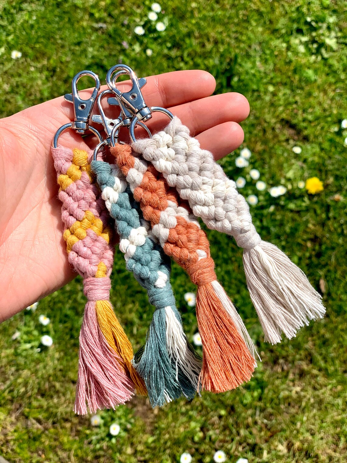 Macrame Keychain Twotone Various Colour Combinations Etsy