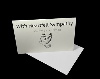 XL Sympathy Greeting Card Braille Card Raised Letter Tactile Gift Accessible Card Personalize Gift for Blind Visually Impaired