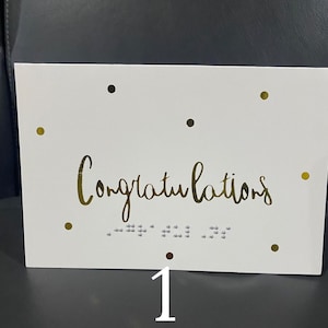 Félicitations, carte de voeux personnalisée en braille, lettre en relief, carte accessible ou tactile, cadeau à personnaliser pour les aveugles et les malvoyants