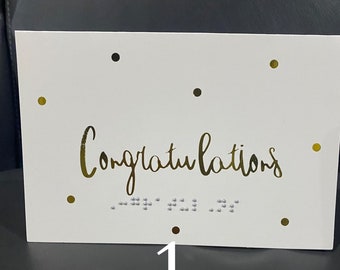 Congratulation Custom Greeting Braille Greeting Card Raised Letter Accessible or Tactile Card Personalize Gift for Blind Visually Impaired
