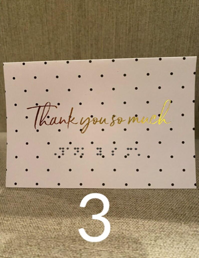 Braille Thank You Card Custom Greeting Card Raised Letter Tactile Accessible Personalize Gift