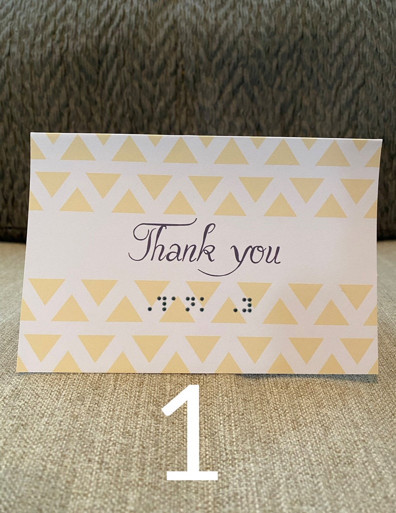 Braille Thank You Card Custom Greeting Card Raised Letter Tactile Accessible Personalize Gift
