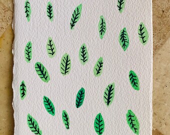 Cartolina foglie verdi cadenti