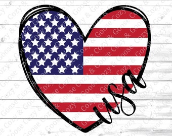 USA Heart Flag SVG - Instant download - Fourth of July SVG - Digital Cut File - Sublimation File - Patriotic Svg - Independence Day Cut file