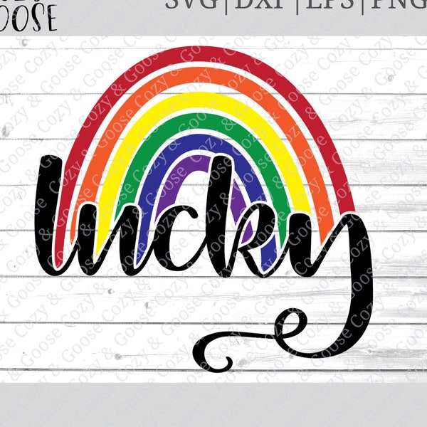 Lucky Rainbow SVG - St. Patrick's SVG - Rainbow - Irish Holiday Svg - Pot of Gold - Luck of the Irish Svg - Shamrocks - Rainy Day Svg - Dxf