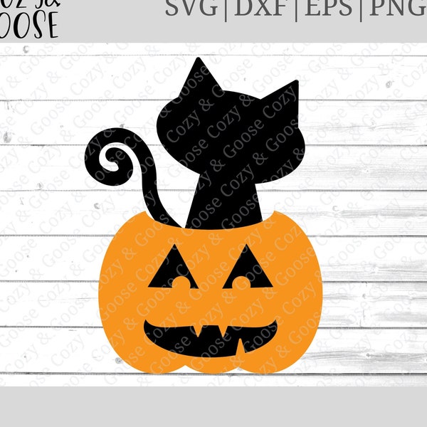 Black Cat in Pumpkin SVG - Pumpkin Cat SVG - Halloween SVG - cat - pumpkin - Jack o lantern - Sublimation File - Cat Pumpkin Svg - Unlucky