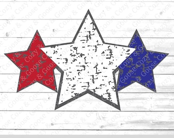 Independence Day Stars SVG - Red White and Blue Stars SVG - Stars and Stripes Grunge -Fourth of July - 4th of July Instant Digital Download