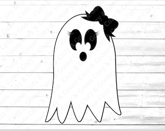 Girl Ghost SVG - Girl Ghost PNG - Cute Ghost SVG - Ghost Face - Ghost Mug - Ghost Sticker - Happy Ghost - Halloween Shirt - Ghost and Bow