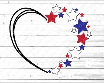 Independence Day SVG - Fourth of July SVG - 4th of July SVG - Merica dxf - usa png - eps - Heart with Stars Shirt svg - Stars and Stripes