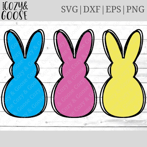 Bunny Trio SVG - Easter SVG - Peeps SVG - Happy Easter dxf - Bunny png - Three bunnies eps - Easter Candy Svg - Easter Colors Svg - Hip Hop