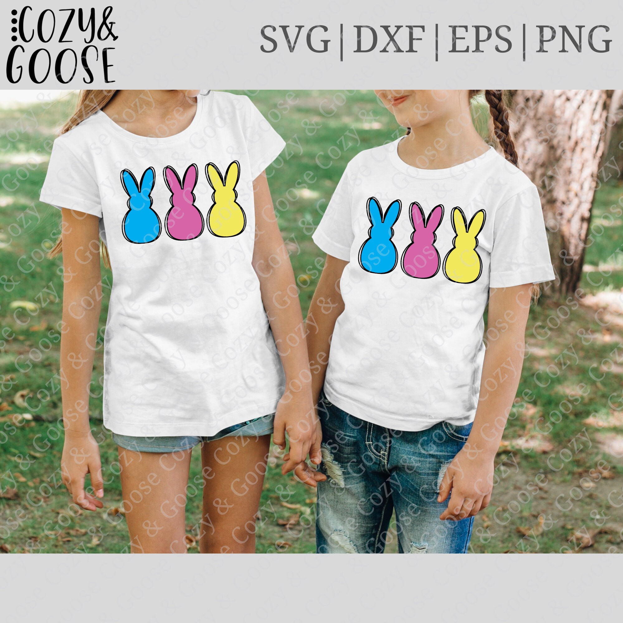 Bunny Trio SVG - Easter SVG - Peeps SVG - Happy Easter Dxf - Bunny Png ...