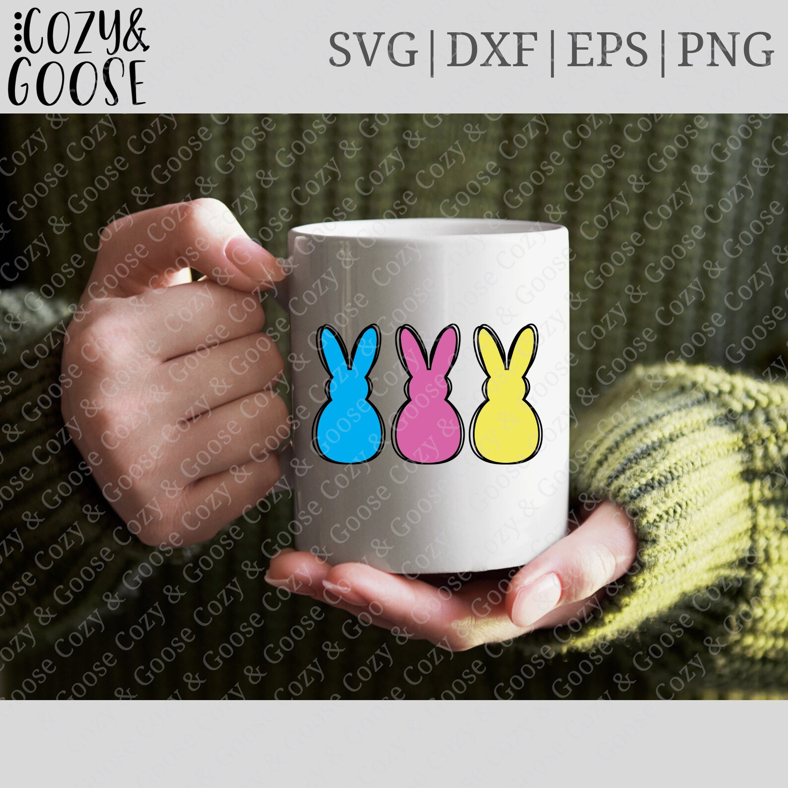 Bunny Trio SVG Easter SVG Peeps SVG Happy Easter Dxf Bunny Png Three ...
