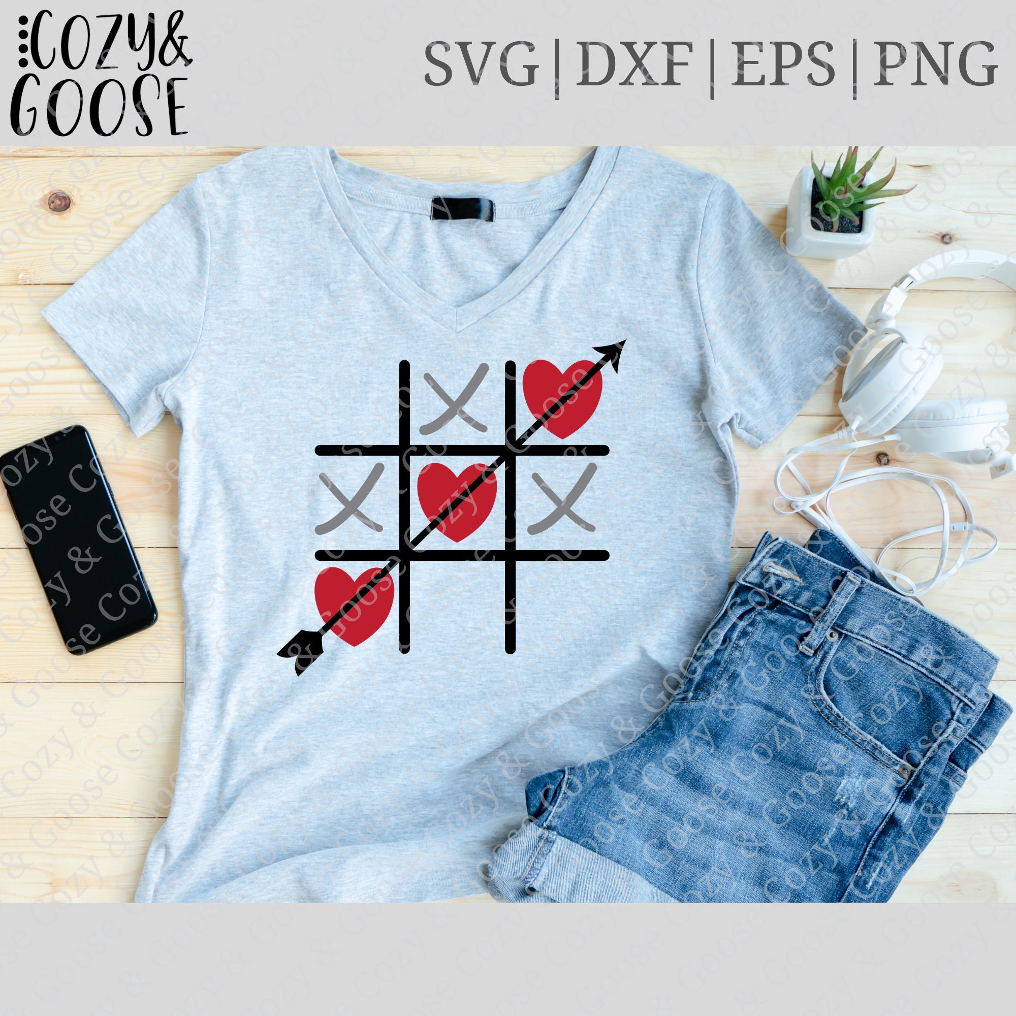 Tic Tac Toe SVG - Xoxo's SVG - Valentine's Day SVG - Red Hearts Png ...