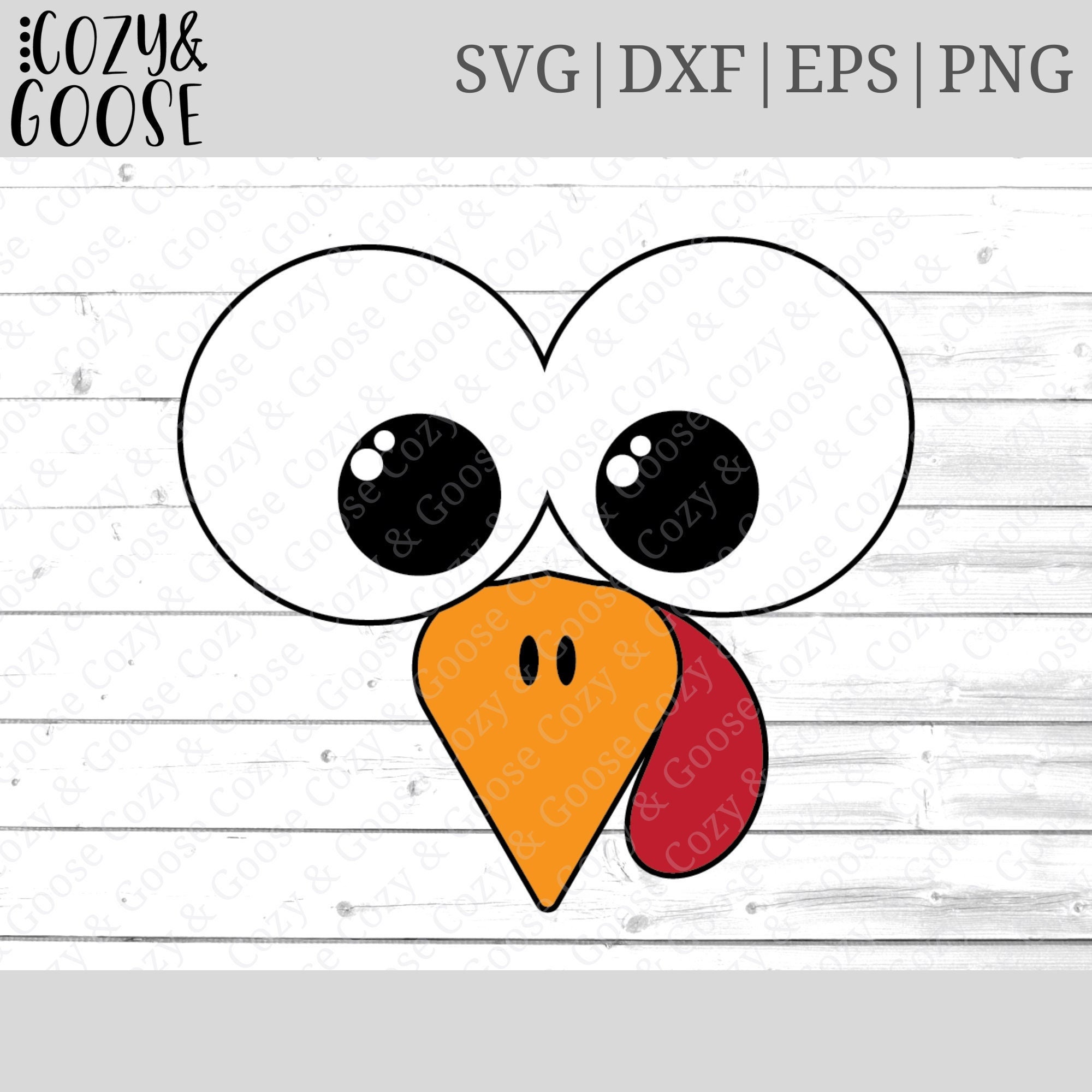 Turkey Face SVG Turkey Eyes PNG Funny Thanksgiving Shirt SVG Big Eyes