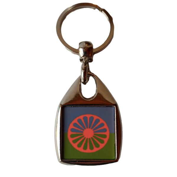 Gypsy Romani People Luxury Double Sided Metal Keyring And Velvet Gift Bag