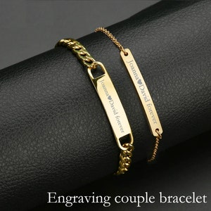 Customized Couple Bracelet, Name Bracelets, Personalized Bracelet, Engraved Bracelets, Gold bracelet, bracelets for boyfriend and girlfriend
