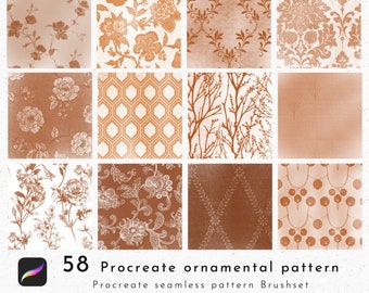58 Procréer un pinceau à motif ornemental, procréer un pinceau à motif sans couture, un motif de papier peint floral, un pinceau à texture, un design d’intérieur