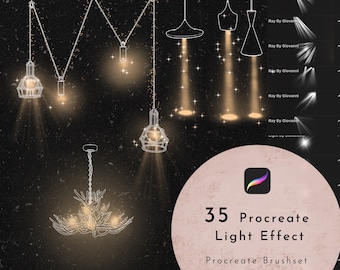 35 Procreate Light Effect Brush, Light Ray, Light Sparkle, Spotlight, Interior Design, Architecture design, Graphic Design, Glowing Brush