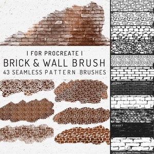 Procreate 43 Brick Texture Seamless Brush, Wall Texture Brush, Interior Design, Architecture Design, Procreate Seamless Brushset