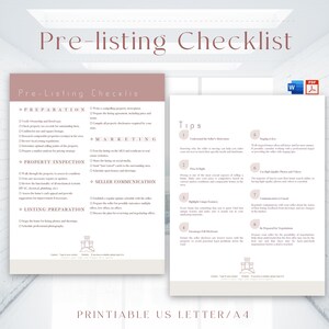 Editable Pre-Listing Checklist for Real Estate Agents, Comprehensive Realtor Resource, Printable Listing Guide,PDF,Microsoft Word,Doc 2023