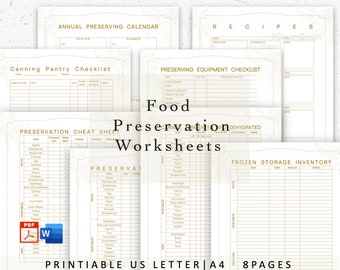 Ultimate Food Preservation Planner: Editable & Printable Guide for Sustainable Living, PDF,Microsoft Word