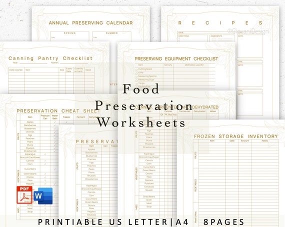 Ultimate Food Preservation Planner: Editable & Printable Guide for Sustainable Living, PDF,Microsoft Word