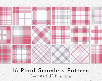 Seamless Plaid Pattern Svg, Tartan Patterm, fabric, texture,Fashion Design, Clothes Design, Png, Pdf,Jpg, Grey and Pink,