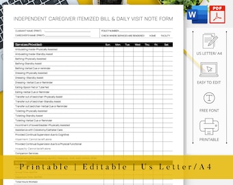 Home Health Aide Timesheet Templates - In-Home & Caregiver Timesheets, Printable, Editable (Word File)