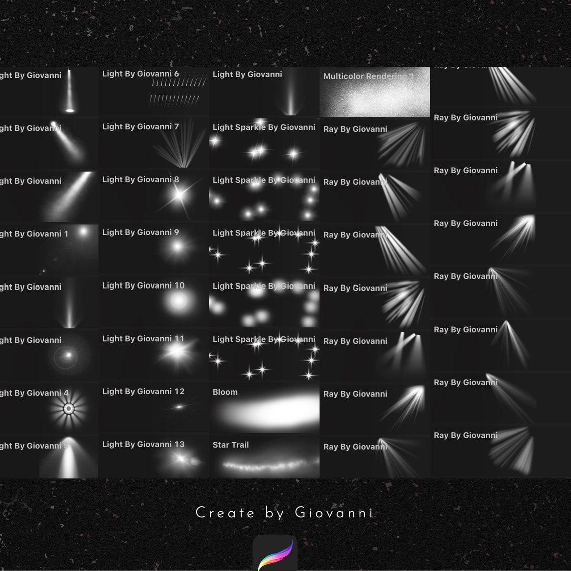 35 Procreate Light Effect Brush Light Ray Light Sparkle Etsy