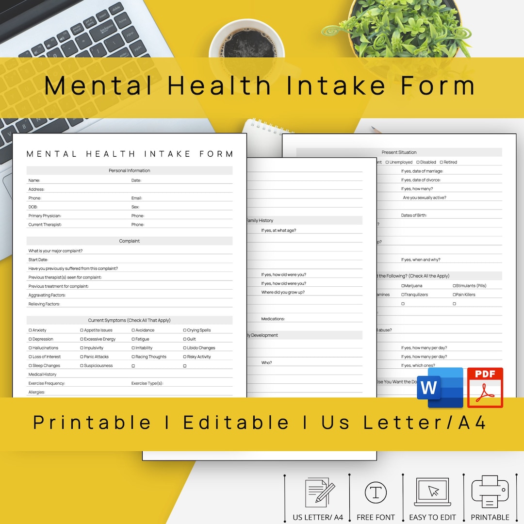 Mental Health Intake Forms Assessment Therapy Client Forms Mental Health Intake Forms Assessment Therapy Client Forms