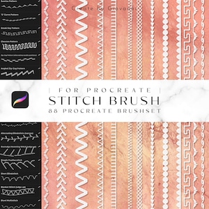 Procreate Stitch Brush, Stitch Line Brushes, Fashion Design, Cloth Design, Stitching, Sewing, Lettering, Decorative, Frame
