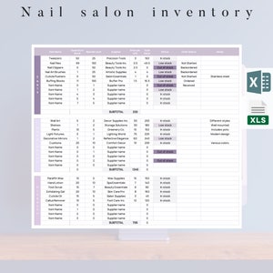 Nail Salon Inventory List Template, Excel Template, Auto-calculating ...