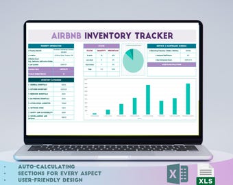 Airbnb Inventory Tracker Excel Template,Vacation Rental Supplies & Management Spreadsheet,Inventory List For Hosts,Auto Update For Low Stock