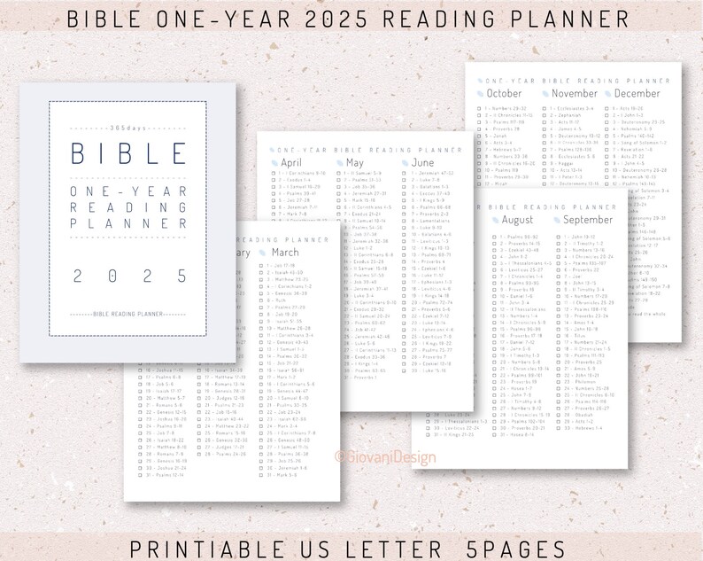 Printable Bible One-year Reading Planner for 2025, Daily Journal, Bible ...