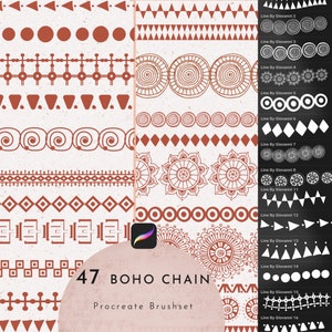Boho Procreate Line Brush,Tribe, Mystic Style, Line Brushset,Frame, Línea decorativa, Diseño gráfico, Diseño de fondo